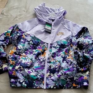Nike Big Girls floral printed wind breaker